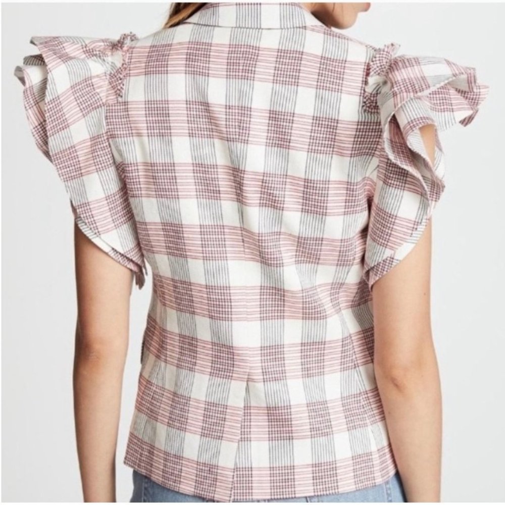 Veronica Beard Rosa Plaid Ruffle Blazer Vest - Picture 4 of 13